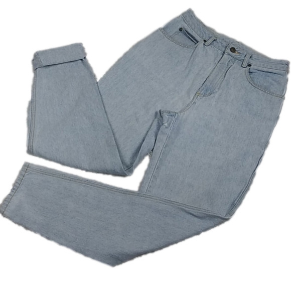 CHAUS Sport Vintage Blue Light Wash Five Pocket High Rise Tapered Leg Jean - Picture 1 of 15